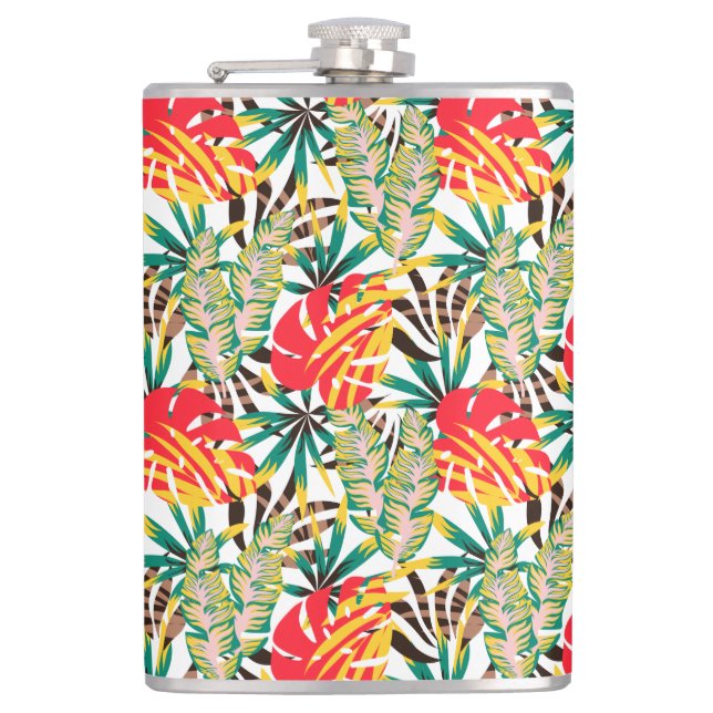 Bright Tropical Pattern Hip Flask (Front)