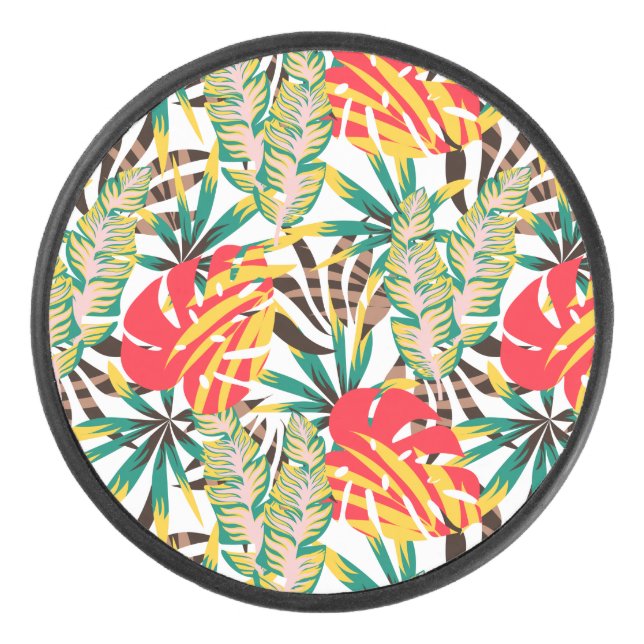 Bright Tropical Pattern Hockey Puck (Front)