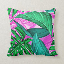 Bright Tropical Pink and Green Leaves