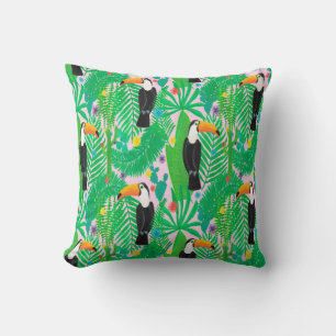 Bright tropical seamless hand drawn pattern with t cushion