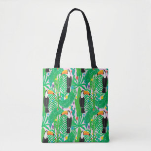 Bright tropical seamless hand drawn pattern with t tote bag