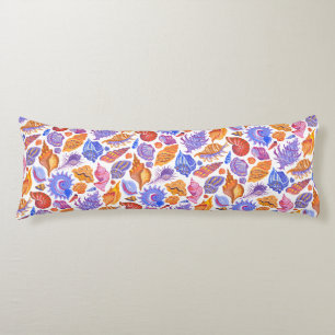 Bright tropical seashell, hand-drawn pattern body cushion