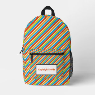 Bright Tropical Stripes Printed Backpack