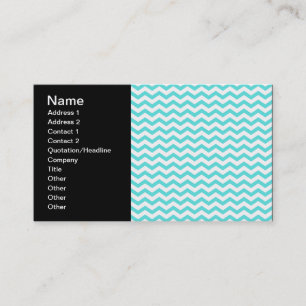 Bright Turquoise and White Chevron Zigzag Pattern Business Card