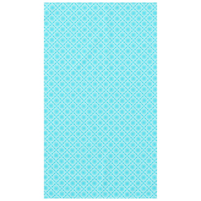 Bright Turquoise and White Fun Geometric Pattern Tablecloth (Front)
