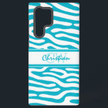 Bright Turquoise and White Tribal Pattern Monogram Samsung Galaxy Case<br><div class="desc">Would you like this in a different colour combination? Please contact us through our Chic Patterns store with your custom request and we will be happy to create the design for you. A modern, trendy and chic design featuring a tribal animal print pattern in one of the fashion colours of...</div>