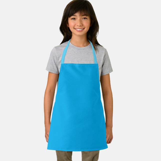 bright turquoise-blue apron with a simple (Insitu)