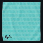 Bright Turquoise Blue Custom Name Dog Bandanna<br><div class="desc">Bright Turquoise Blue Lines Custom Name Dog Bandanna</div>