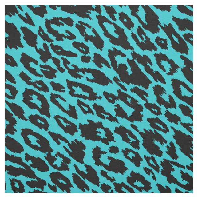 Bright Turquoise Leopard Fabric (Swatch)