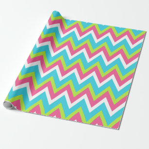 Bright Turquoise Lime Rainbow Wrapping Paper