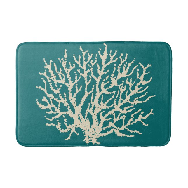Bright Turquoise Nautical Bath Mat Bathroom Rug (Front)