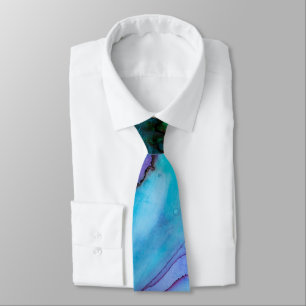 Bright Turquoise Watercolor Wash  Tie