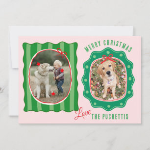 Bright Two Picture Frame Christmas Holiday Card