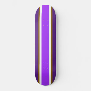 Bright Two Tone Purple White Brown Racing Stripes Skateboard