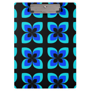 Bright Two Toned Blue Flower Pattern Clipboard