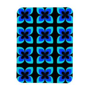 Bright Two Toned Blue Flower Pattern Magnet