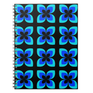 Bright Two Toned Blue Flower Pattern Notebook