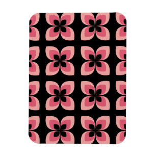 Bright Two Toned Pink Flower Pattern Magnet