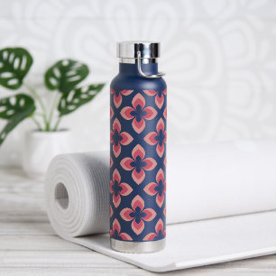 Bright Two Toned Pink Flower Pattern Water Bottle