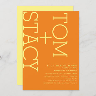 Bright Typography Extra Bold Orange Wedding Invitation