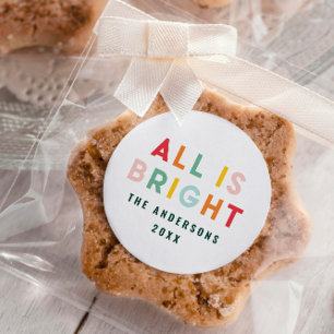 Bright typography modern Christmas family  Classic Round Sticker