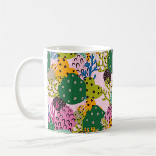 Bright underwater illustration pattern with beauti coffee mug