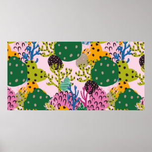 Bright underwater illustration pattern with beauti poster