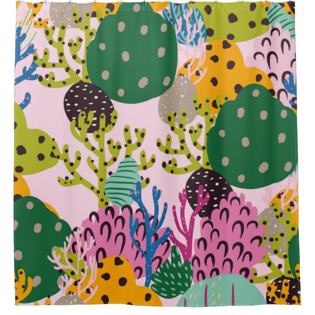 Bright underwater illustration pattern with beauti shower curtain (Front)