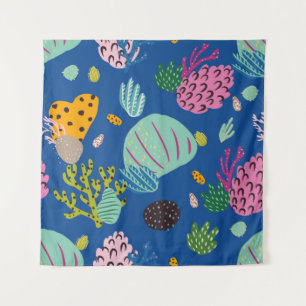 Bright underwater seamless pattern with beautiful tapestry