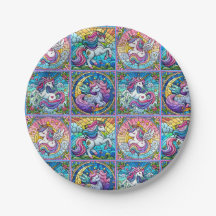 Bright Unicorn Party Plates - set 2
