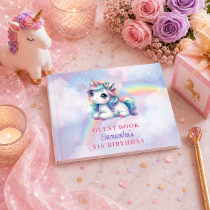 Bright Unicorn Pastel Magical Girl Guest Book