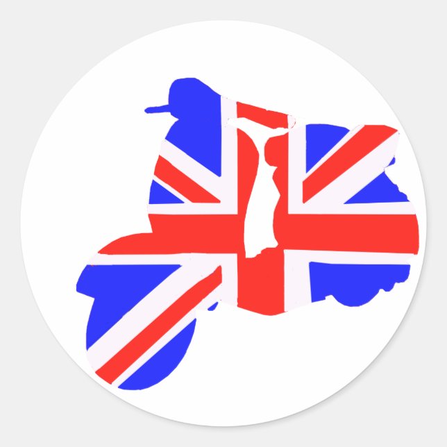 Bright Union Jack Scooter Classic Round Sticker (Front)