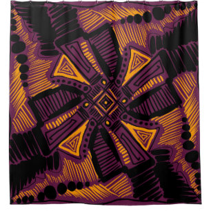 Bright universal square ornament. Lines, spots, do Shower Curtain