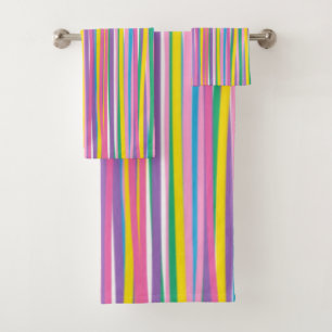 Bright Vertical Summer Stripes Bath Towel Set