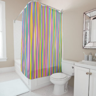 Bright Vertical Summer Stripes Shower Curtain