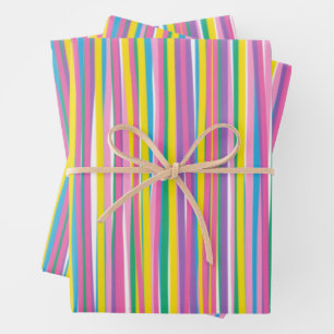 Bright Vertical Summer Stripes Wrapping Paper Sheet