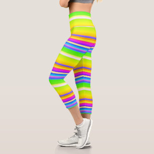 Bright vibrant artsy striped capri leggings