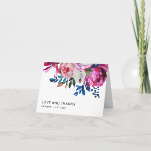 Bright Vibrant Bold Floral Modern Wedding Thank You Card