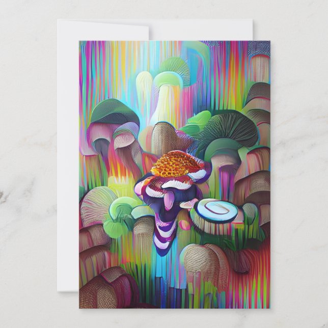 Bright Vibrant Colourful Psychedelic Pattern Invitation (Front)