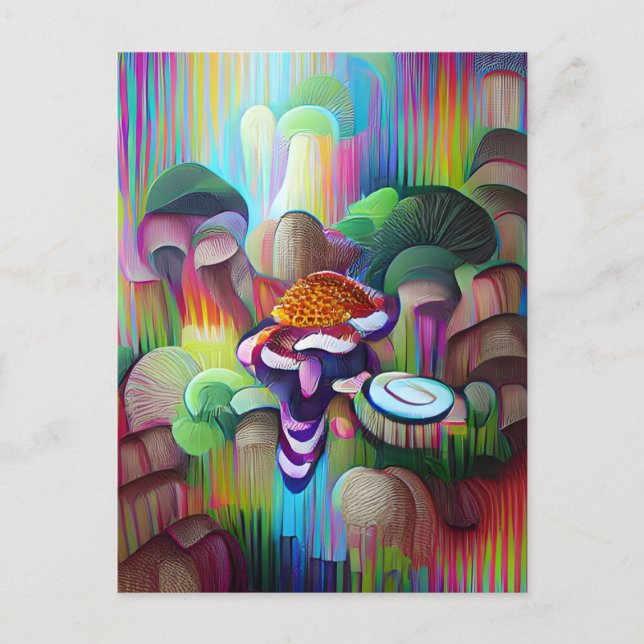 Bright Vibrant Colourful Psychedelic Pattern Postcard (Front)