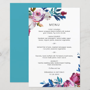 Bright Vibrant Floral Modern Wedding Menu