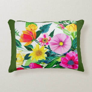 Bright vibrant flowers decorative cushion