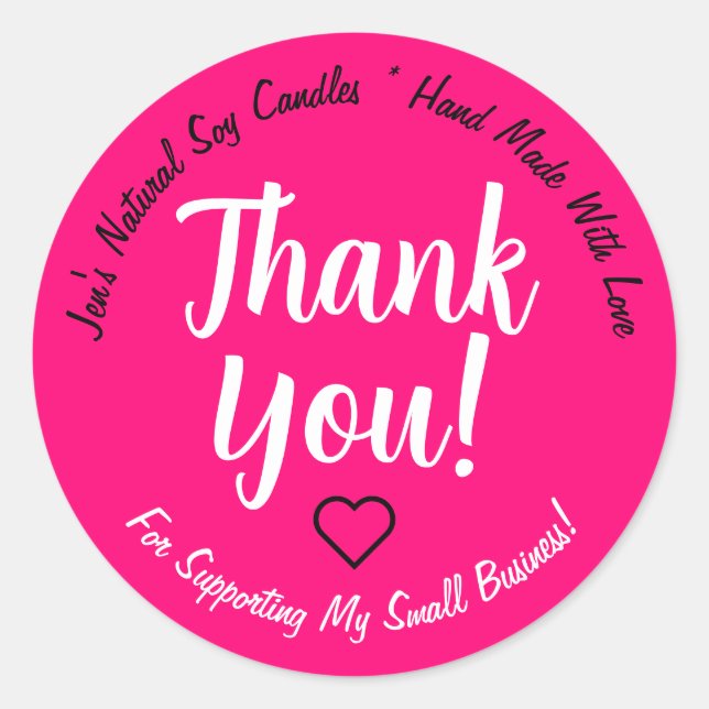 Bright Vibrant Pink Neon Thank You Product Labels (Front)