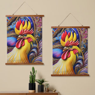 Bright Vibrant Rooster Hanging Tapestry