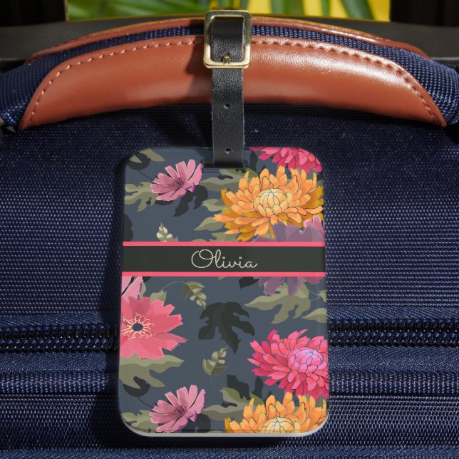 Bright Vintage Floral Luggage Tag (Front Insitu 2)