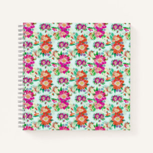Bright Vintage Floral Pink and Red Flowers Notebook