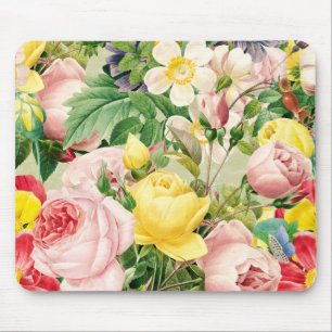 Bright Vintage Rose Floral Medley Mouse Mat