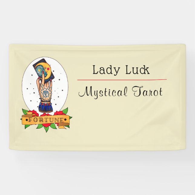 Bright Vintage Tarot Tattoo Business Card Banner (Horizontal)