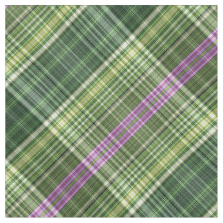 Bright violet and green striped tartan fabric