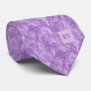 Bright Violet Decorative Scrollwork Tie